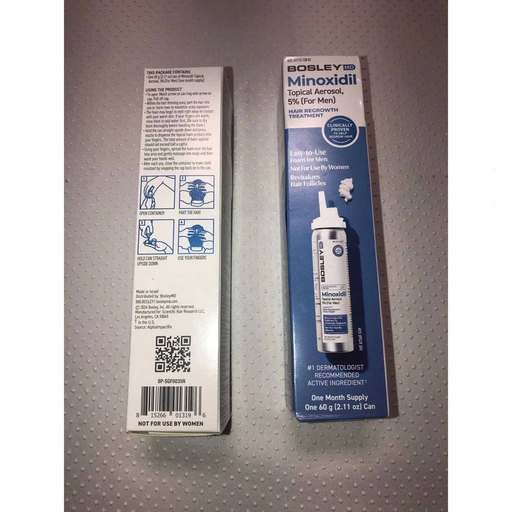 Bosley MD Minoxidil Topical Aerosol 5%‎ Hair Regrowth Treatment One Month